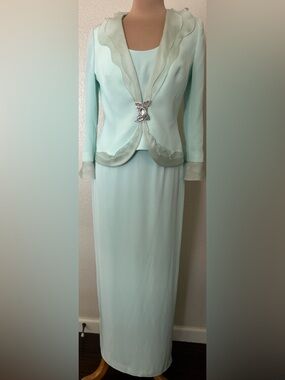 Mint Pastel Three-Piece Evening Skirt Set